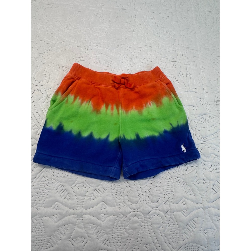 Ralph Lauren Rainbow Tie Dye Fleece Shorts Orange Green Blue 24M